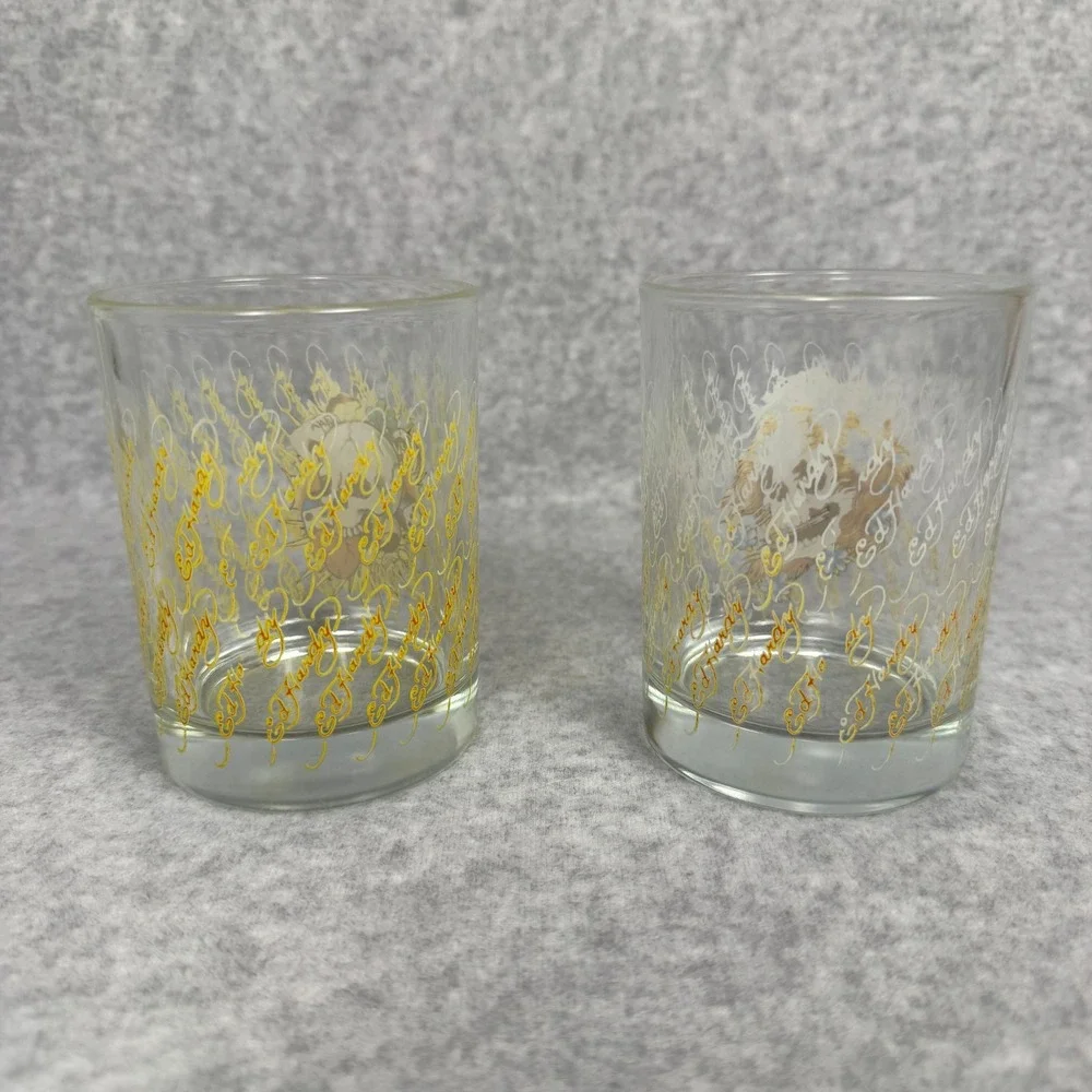 Don Ed Hardy Designs Tattoo Art Whiskey Rocks Glasses Set Of 2 Skull Y2K